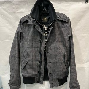 RARE! Scotch & Soda Military G-1 Bomber Jacket Grey Prince of Wales Check M